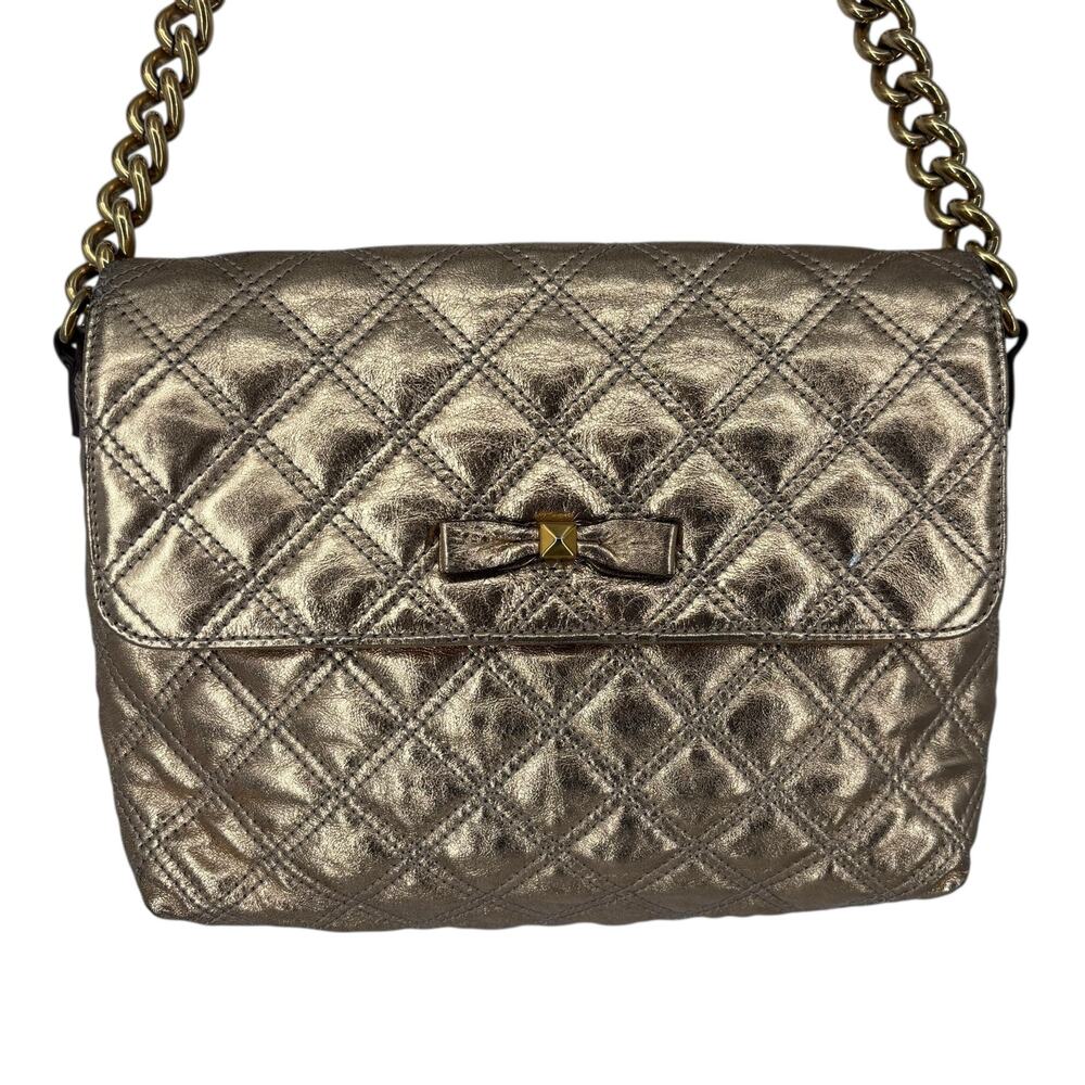 Marc Jacobs Quilted Gold Leather Shoulder Flap Bag Luxury Designer